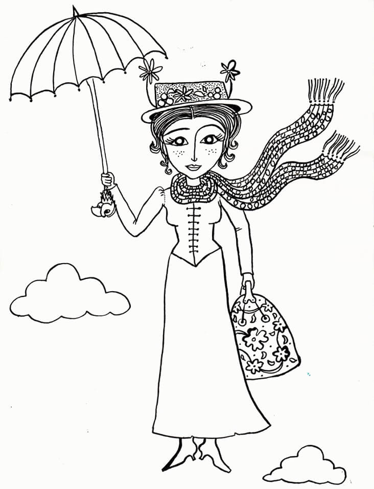 Mary Poppins 9 Coloring Page