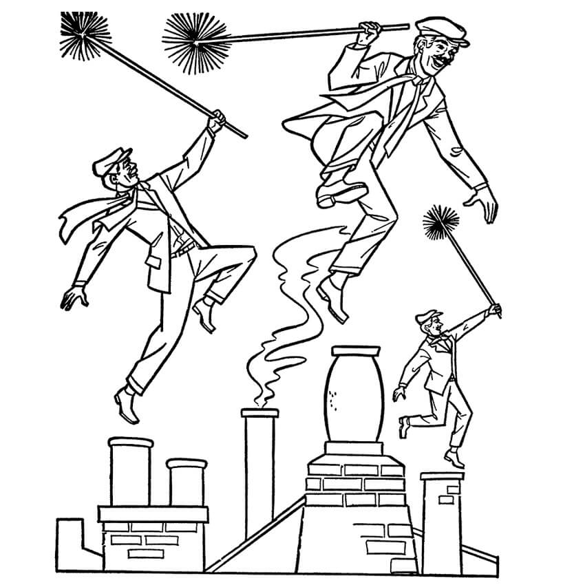 Mary Poppins Characters Coloring Page