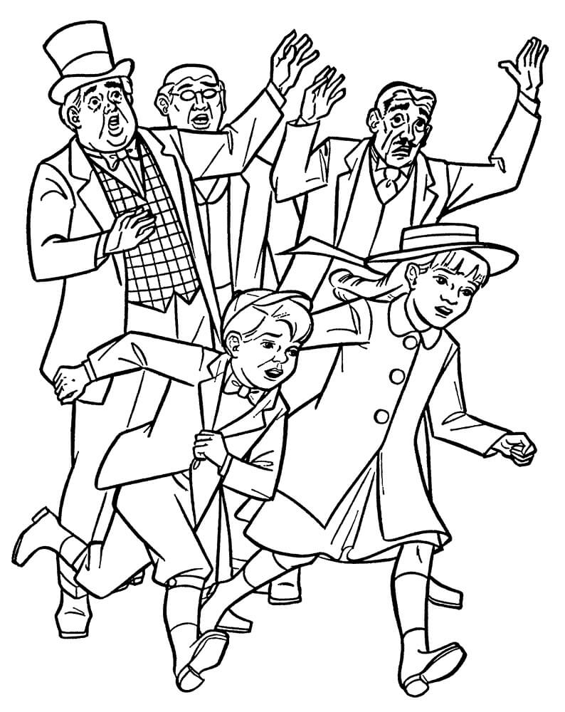 Mary Poppinss Characters Coloring Page