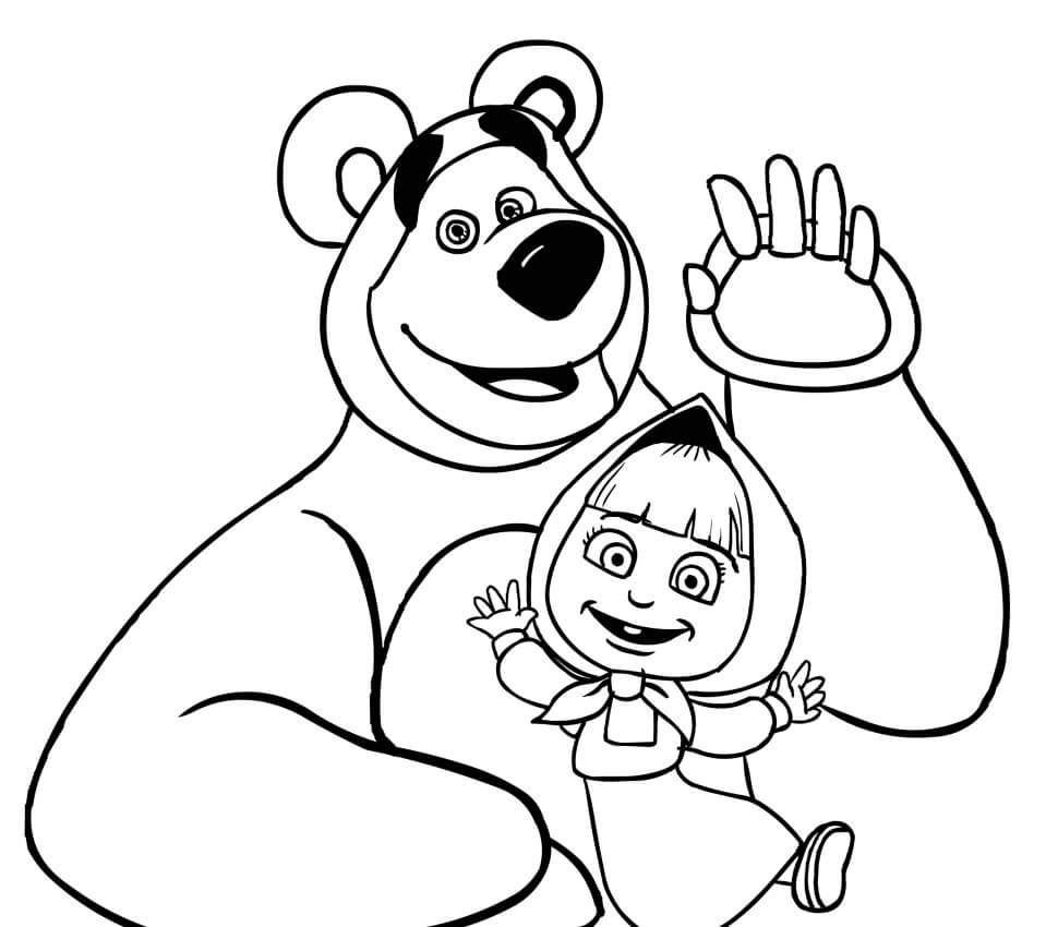 Masha and the Bear 1 Coloring Page