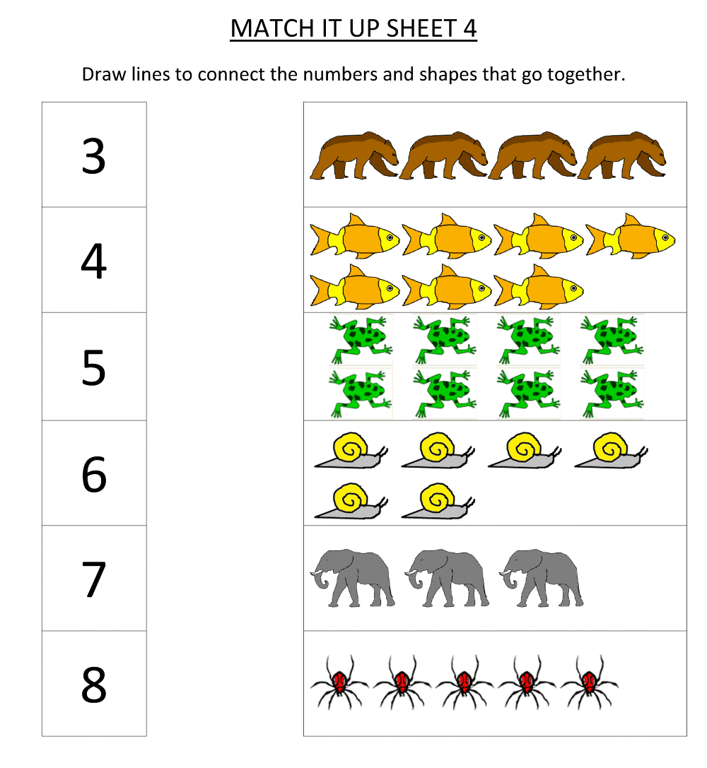 Match Numbers Kindergarten Math Worksheets