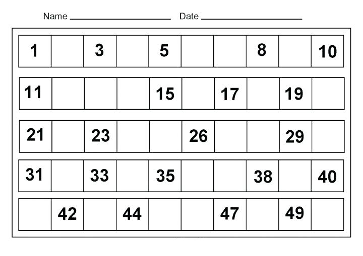 Math Kindergarten Worksheets Missing Number