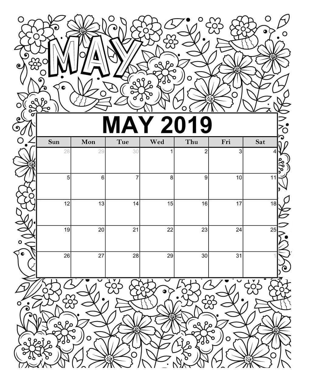May Calendar 2019 Summer