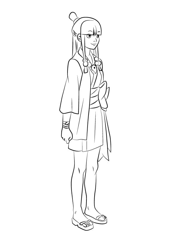 Maya Fey from Ace Attorney Coloring Page