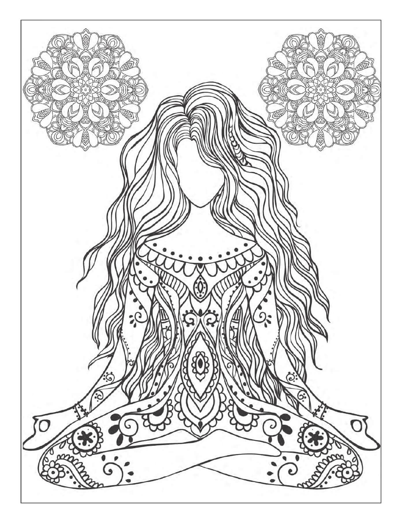 Cool Mediation Mindfulness Coloring Page