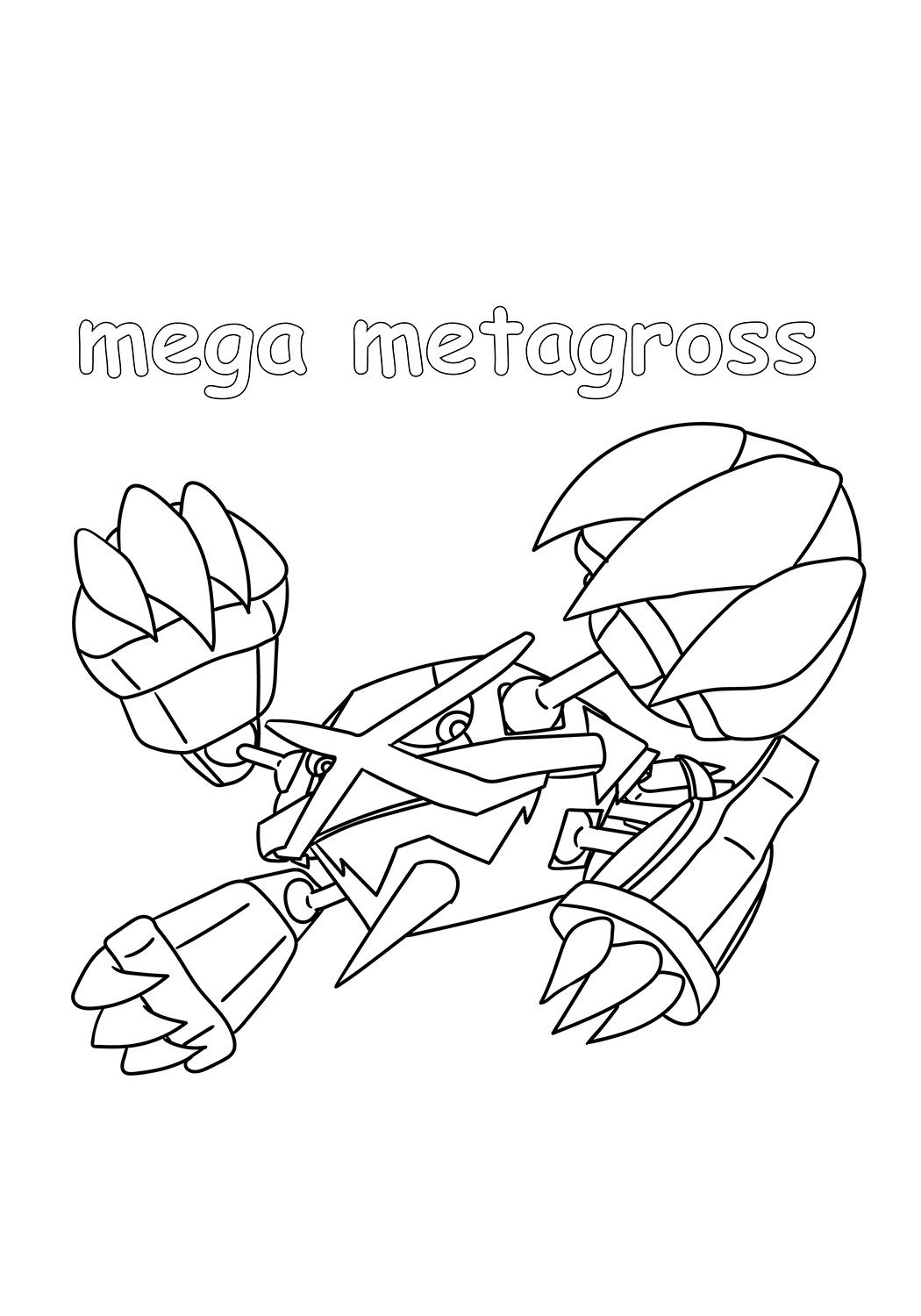 Mega Metagross Pokemon Coloring Page