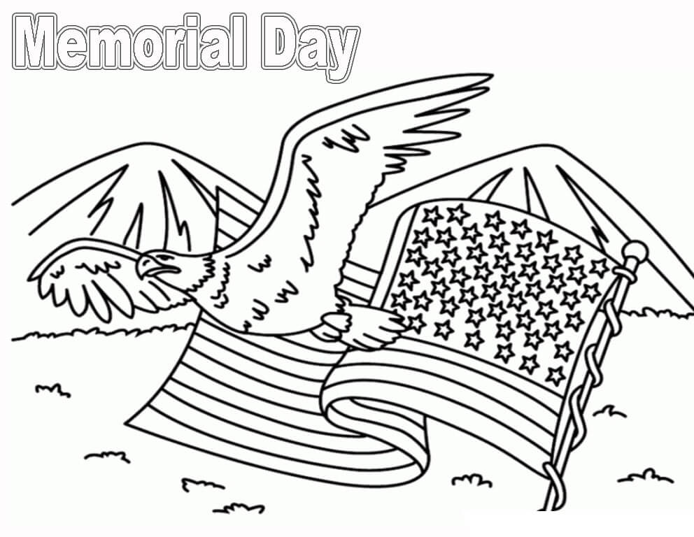 Memorial Day With Big Bird Coloring Page