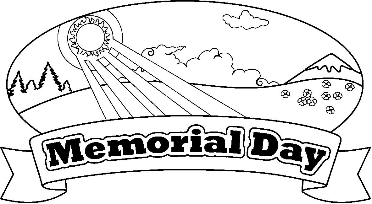 Memorial Day Banner Coloring Page