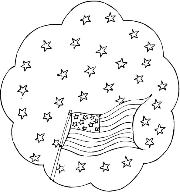 Memorial Day with Stars and Flag