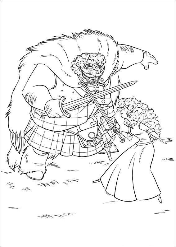 Merida Training With King Fergus Coloring Page