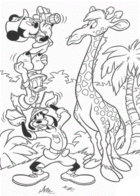Mickey And A Giraffe Disney Efd3 Coloring Page