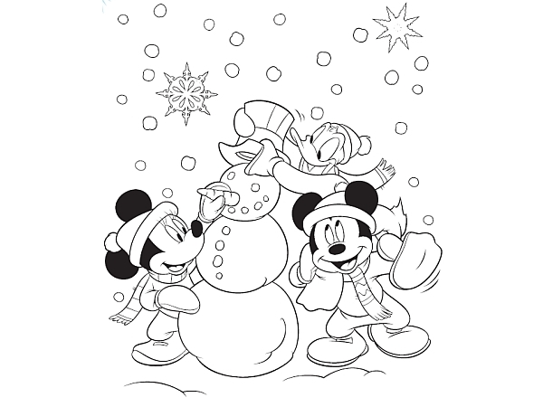 Mickey And Friends Making Snowman Disney 0ce7 Coloring Page