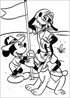 Mickey And Goofy In A Desert Disney Coloring Page