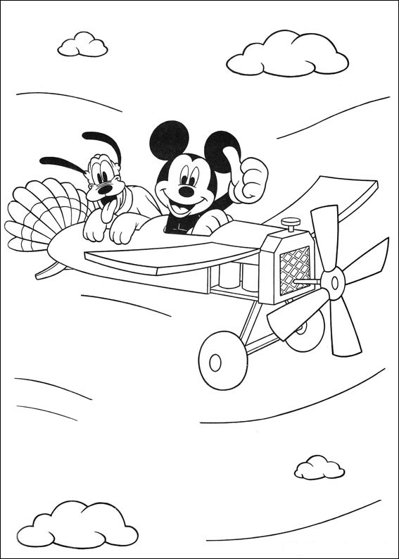 Mickey And Goofy On The City Disney Coloring Page