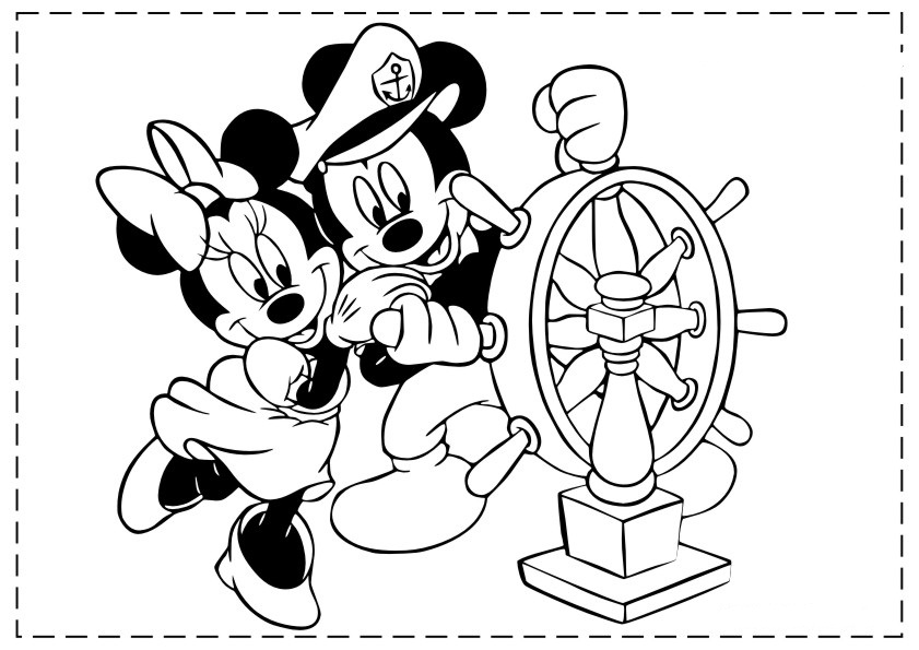 Mickey And Minnie As Sailor Disney Coloring Page