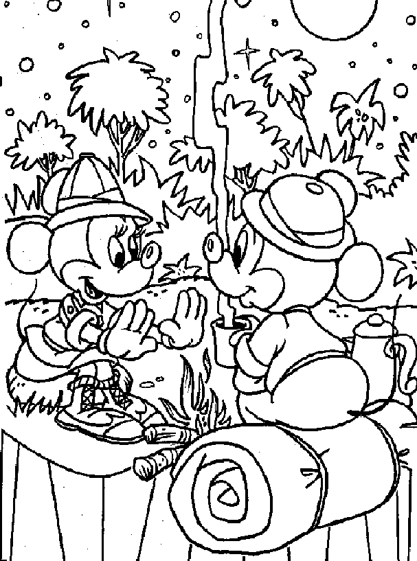 Mickey And Minnie Camping Disney 58ed Coloring Page