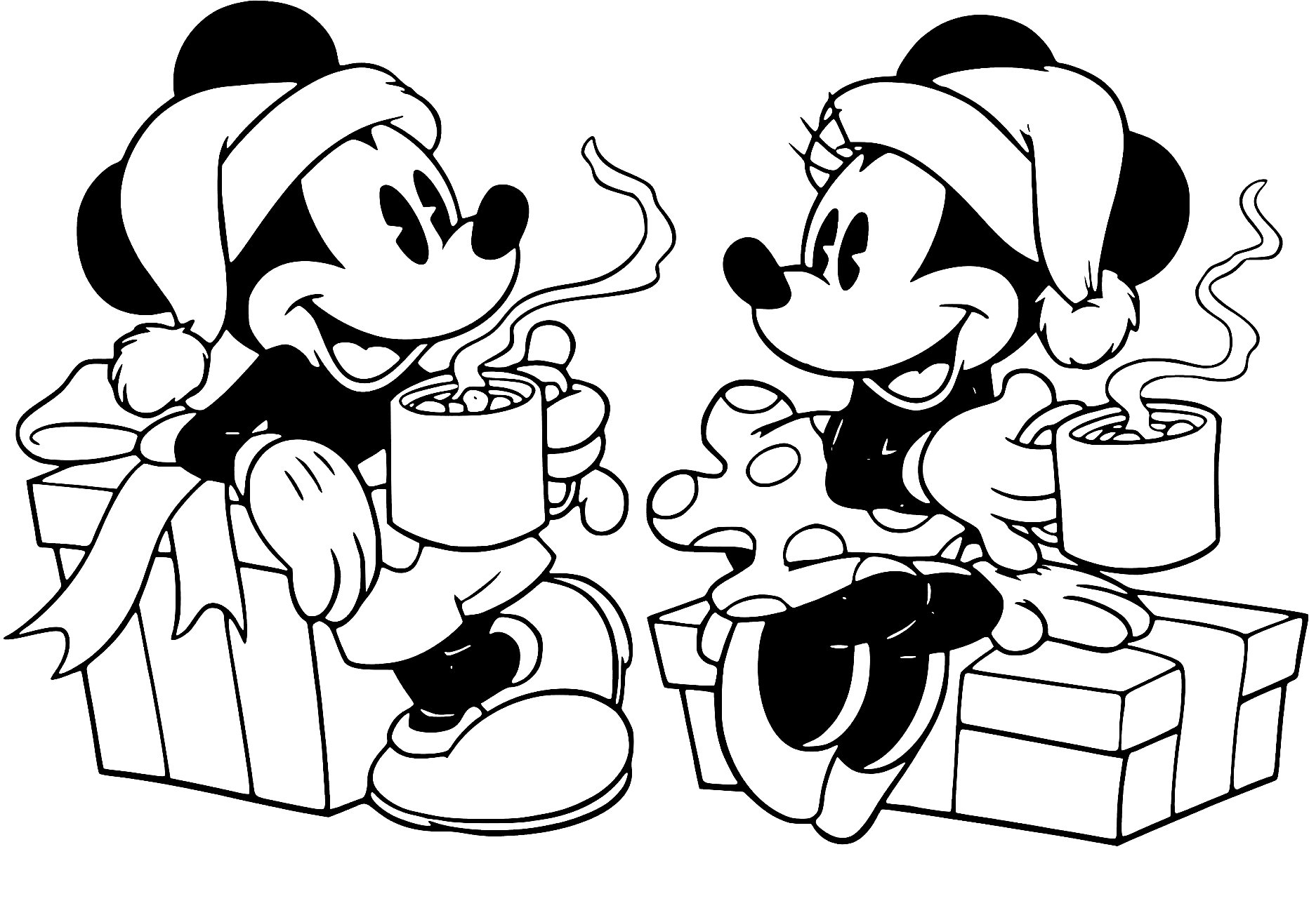 Mickey And Minnie Drinking Hot Cocoas