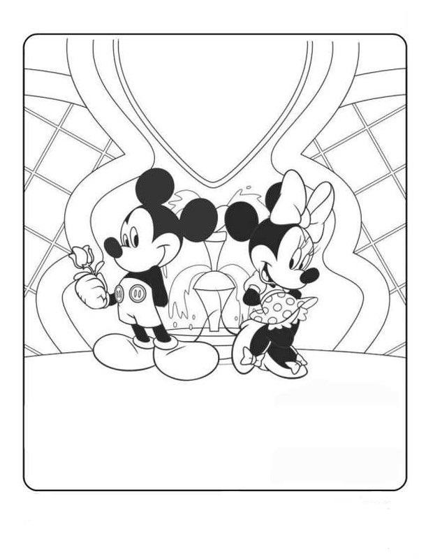 Mickey And Minnie In Love Disney Coloring Page