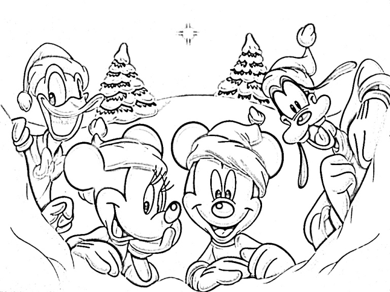 Mickey And Minnie In Winter Disney Coloring Page