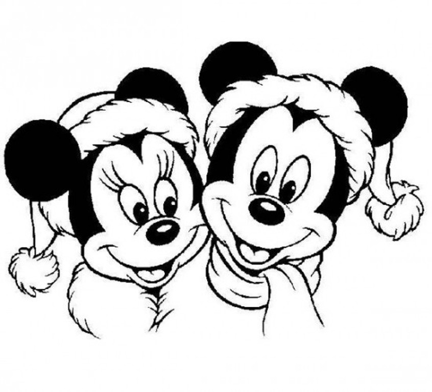 Mickey And Minnie Mouse Christmas Coloring Page