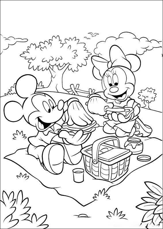 Mickey And Minnie Picnics Coloring Page