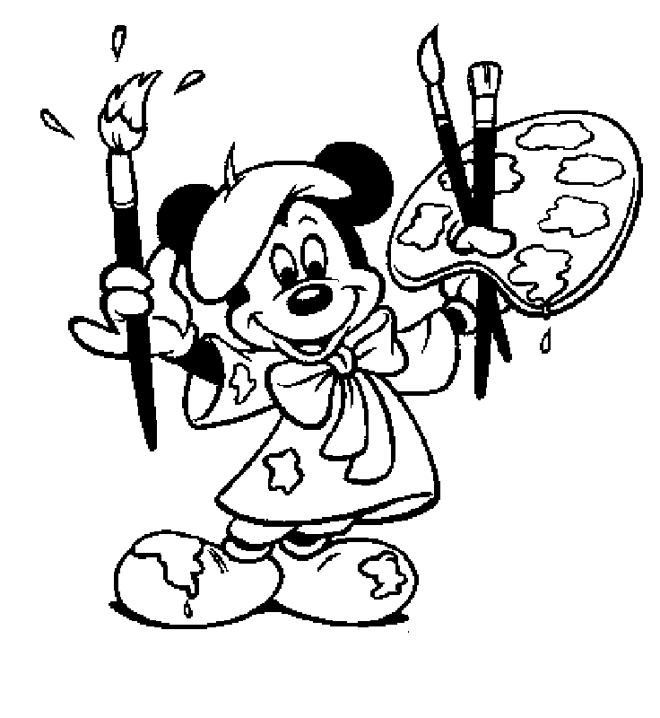Mickey As A Painter Disney 75c3 Coloring Page