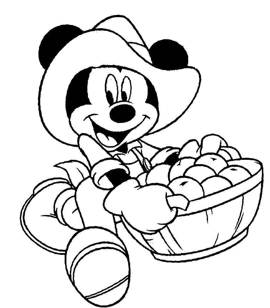 Mickey Brings Apples Disney 52ed Coloring Page