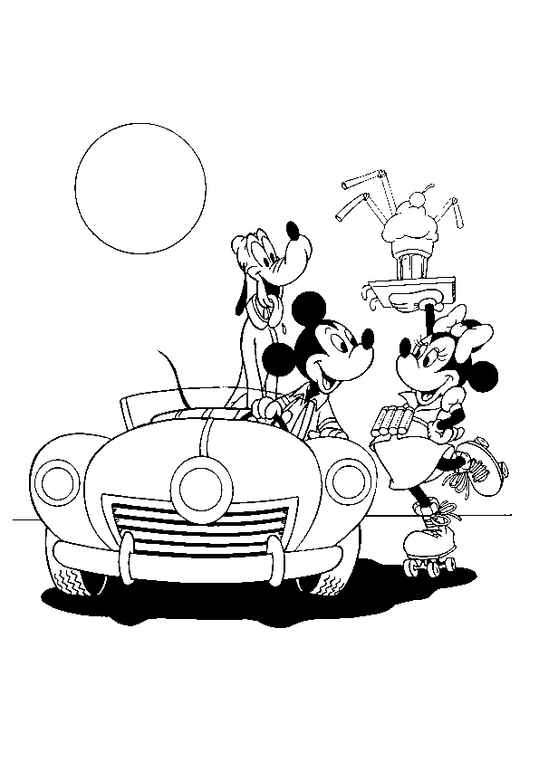 Mickey Buys Drive Thru Disney Coloring Page