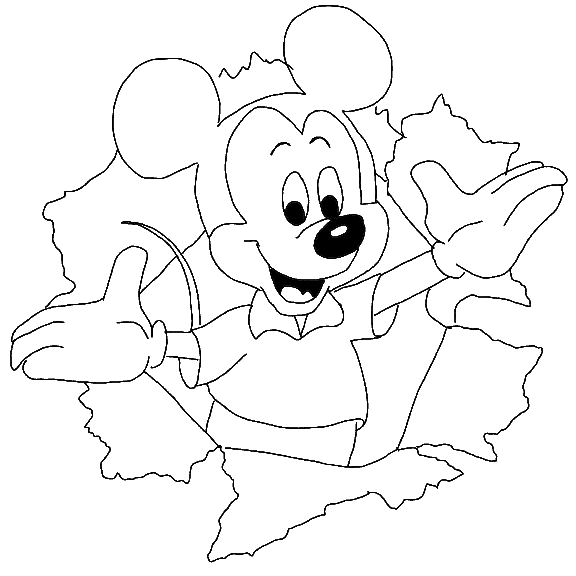 Mickey Come Out A Paper Disney Coloring Page