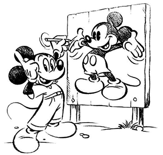 Mickey Drawing His Self Disney Coloring Page