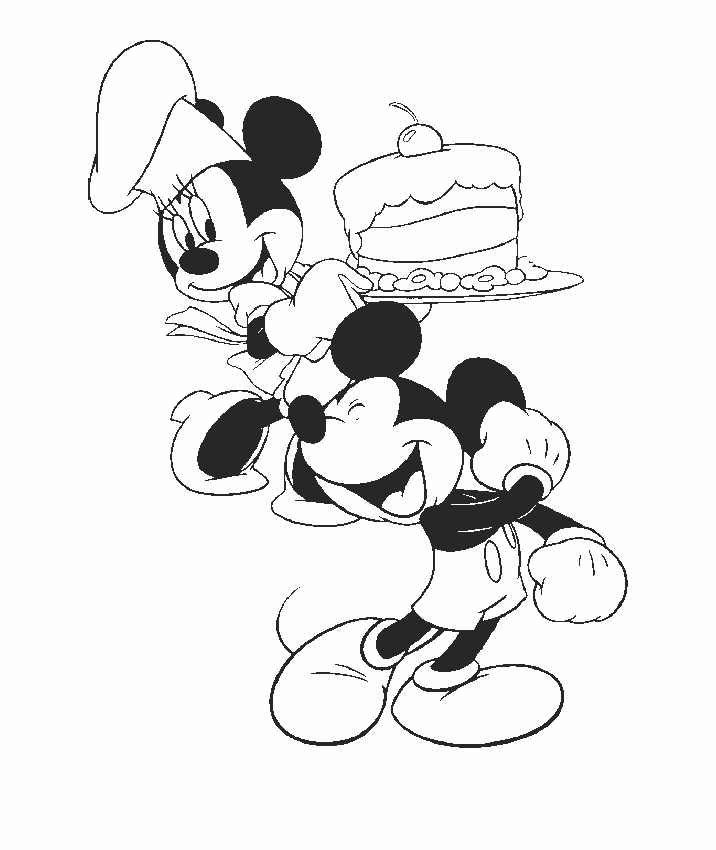 Mickey Got Cake From Minnie Disney 109d Coloring Page
