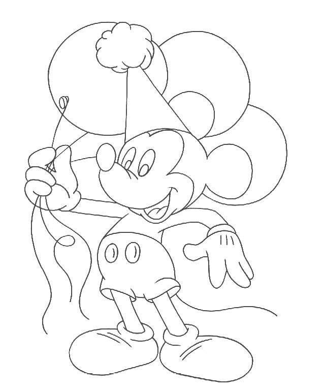 Mickey Holds Balloons Disney 899f Coloring Page