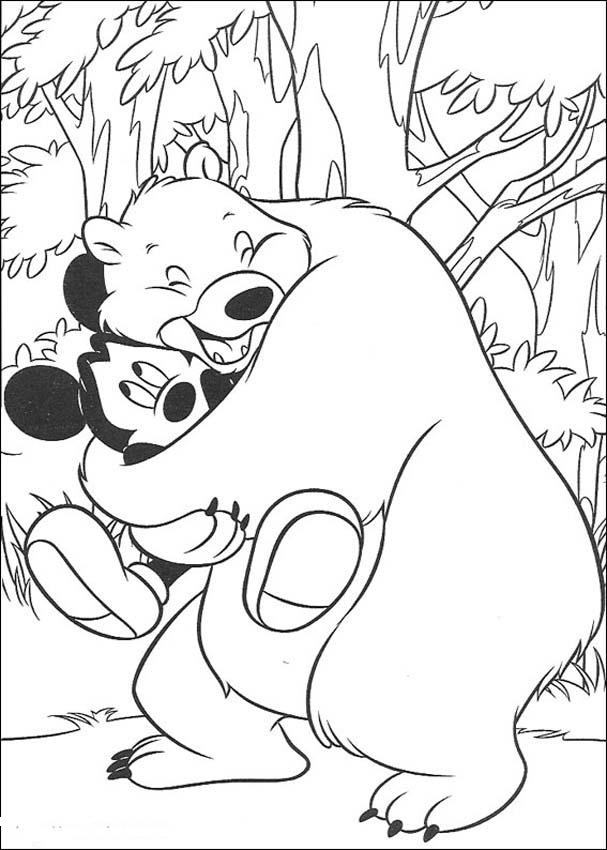 Mickey Hugged By A Bear Disney 1cd8 Coloring Page