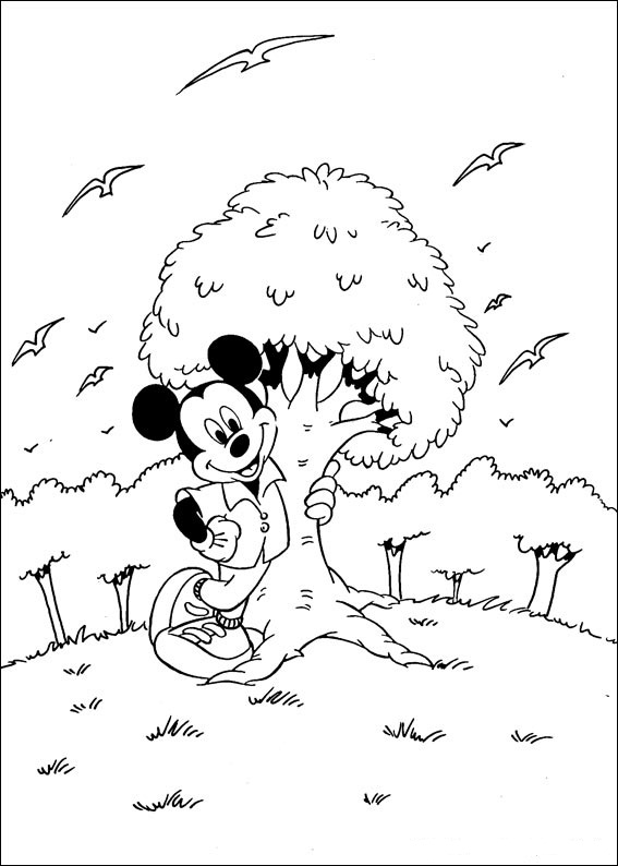 Mickey Hugs A Tree Disney 6246 Coloring Page