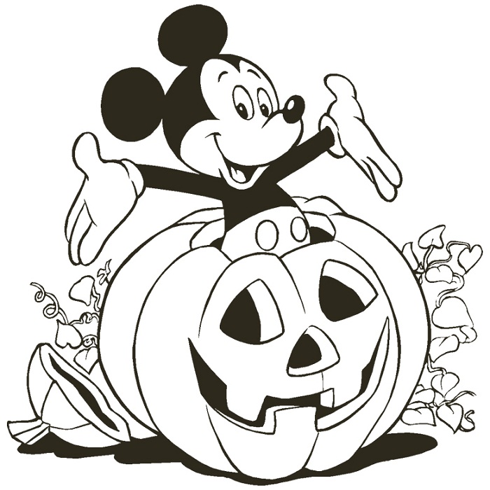 Mickey In A Pumpkin Disney 5bcf Coloring Page