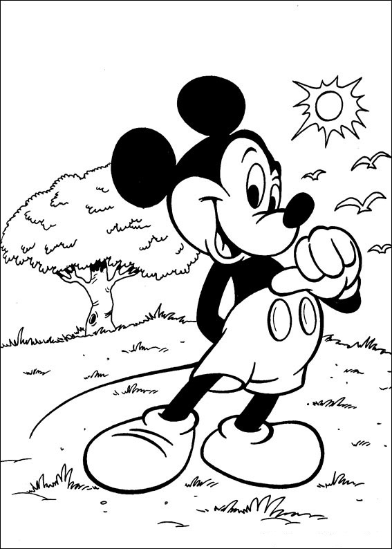 Mickey In A Sunny Day Disney Coloring Page
