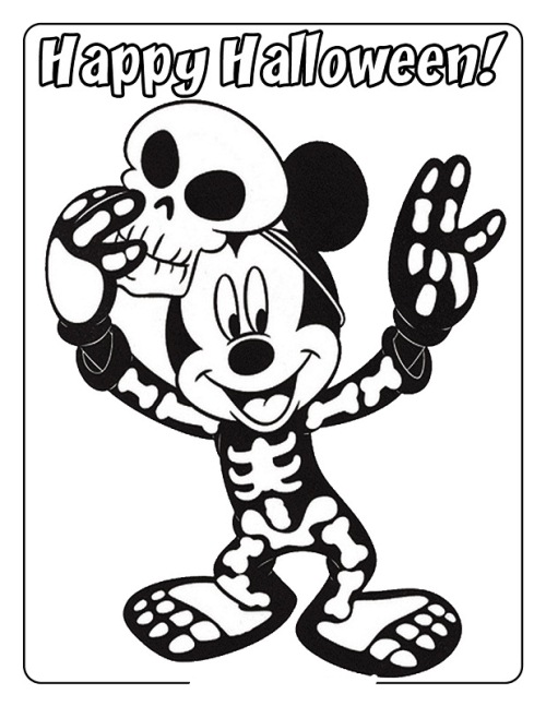 Mickey In Skull Shirt Disney Coloring Page