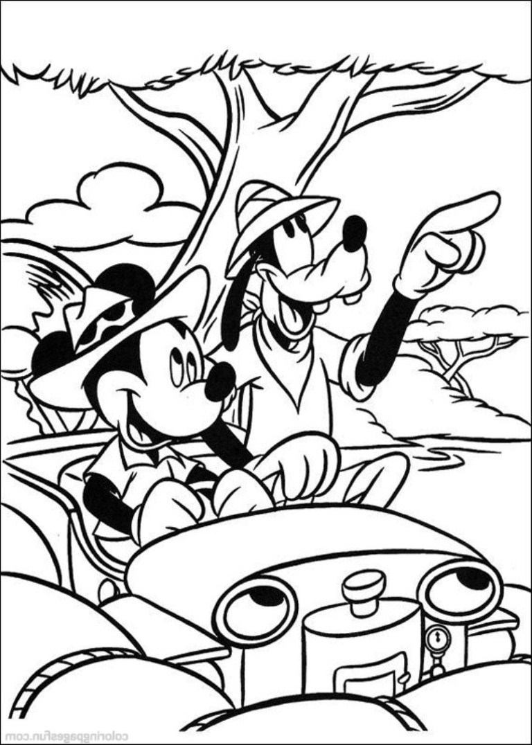 Mickey In The Jungle Disney Coloring Page
