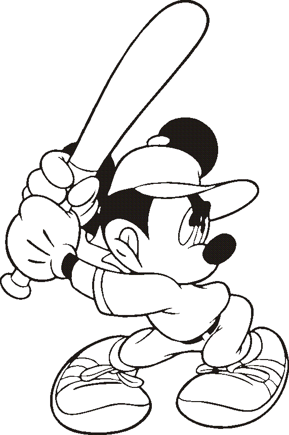 Mickey Is A Good Batter Disney Coloring Page