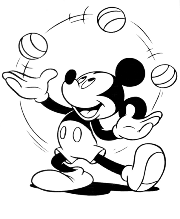 Mickey Juggling Disney Coloring Page