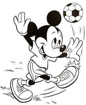 Mickey Kicking A Ball Disney Coloring Page