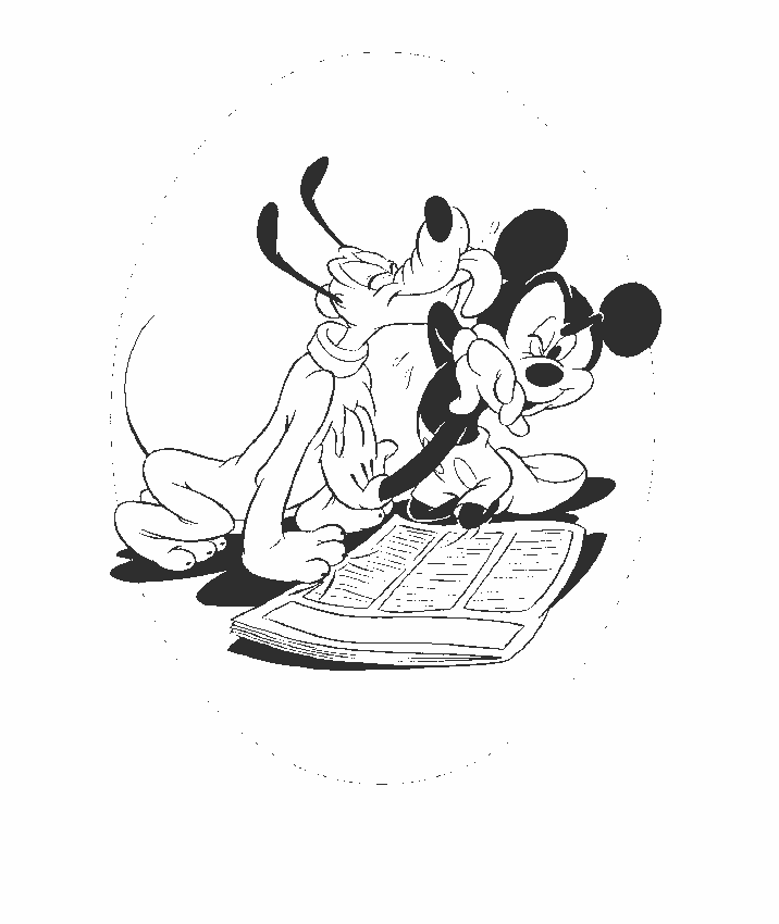Mickey Licked By Pluto Disney 1060 Coloring Page