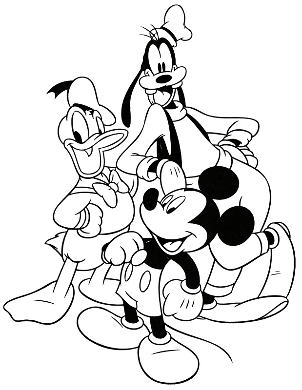 Mickey Likes His Gang Disney Coloring Page