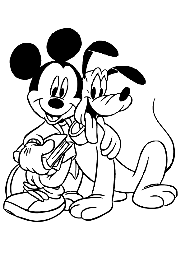 Mickey Loves Pluto Disney Coloring Page