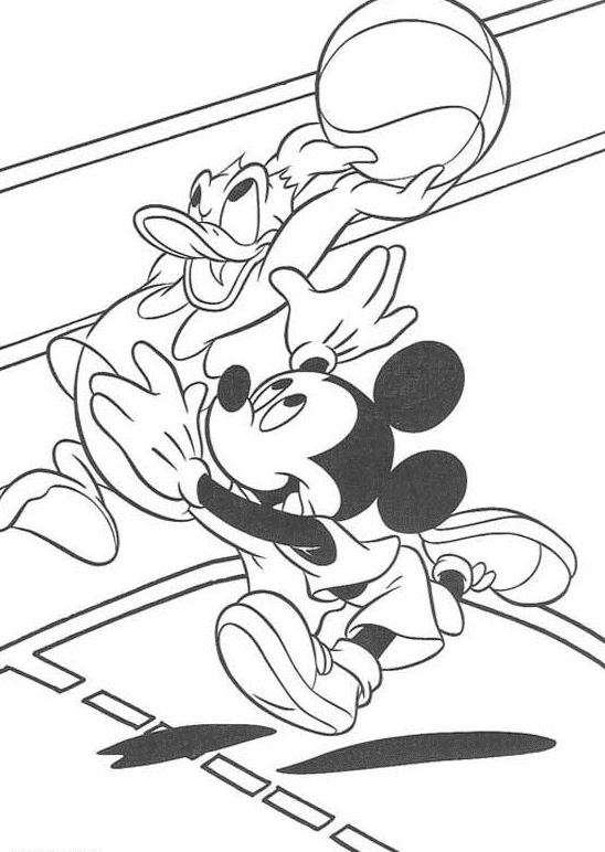Mickey Mouse And Friends Basketball Coloring Page