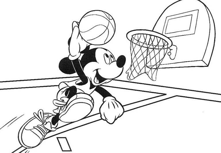 Mickey Mouse Basketball Coloring Page