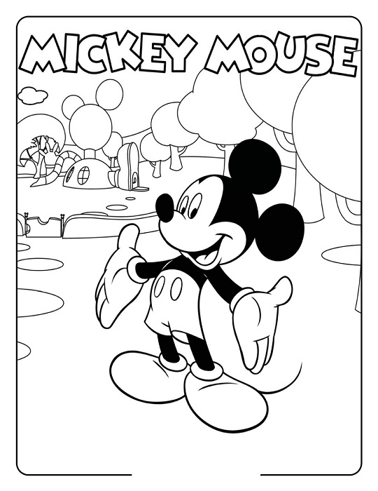 Mickey Mouse In Garden Disney 28f3 Coloring Page