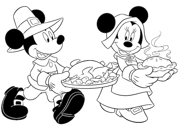 Mickey Mouse Thanksgiving Kids Coloring Page