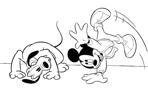Mickey On His Hand Disney Coloring Page