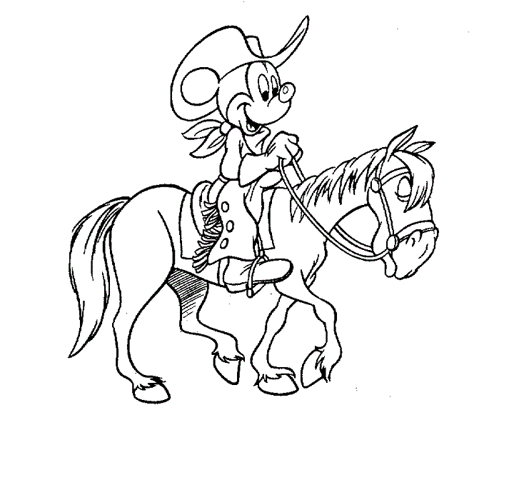 Mickey On Horse Disney 161e Coloring Page